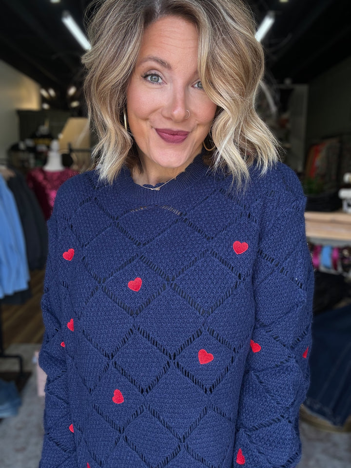 Valentine Heart  Embroidered Sweater