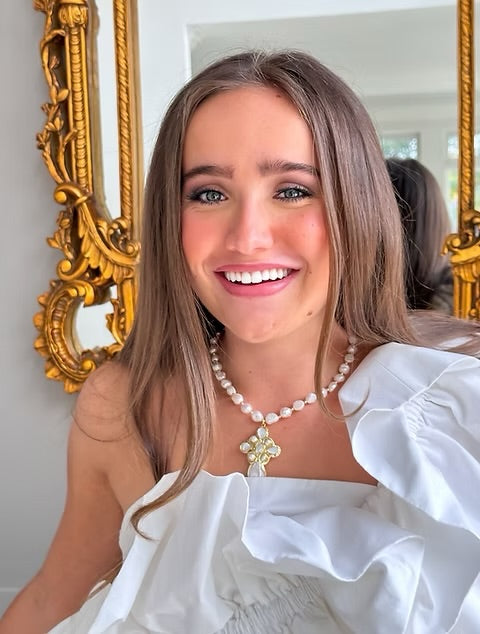 Easton Elle Pearl & Pearl Cross Necklace