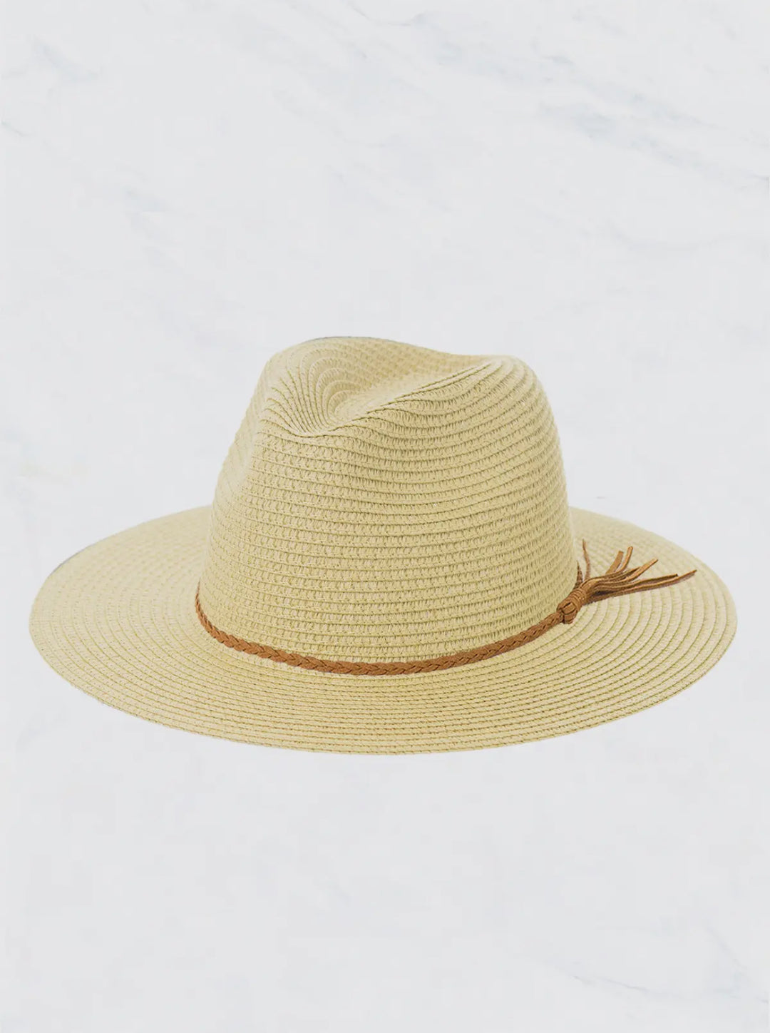 Braided Leather Belt Sunscreen Straw Hat
