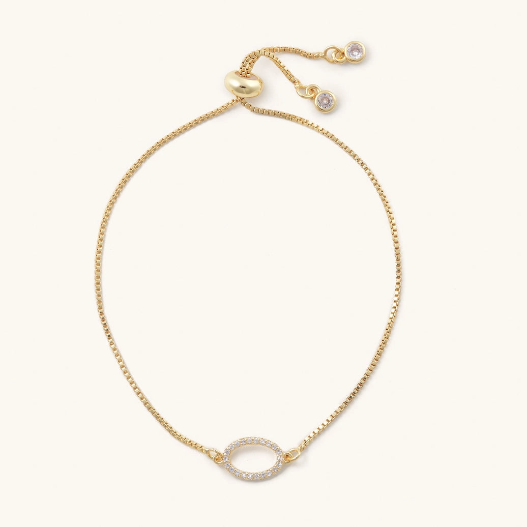 Nikki Smith Ari Gold Slider Bracelet - Crystal Oval