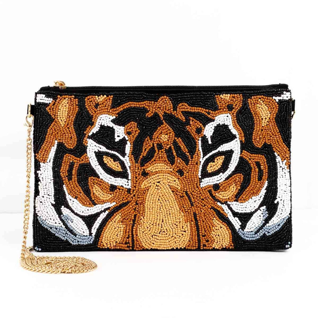 The Royal Standard - Eye of the Tiger Beaded Crossbody Orange/Black 10x6