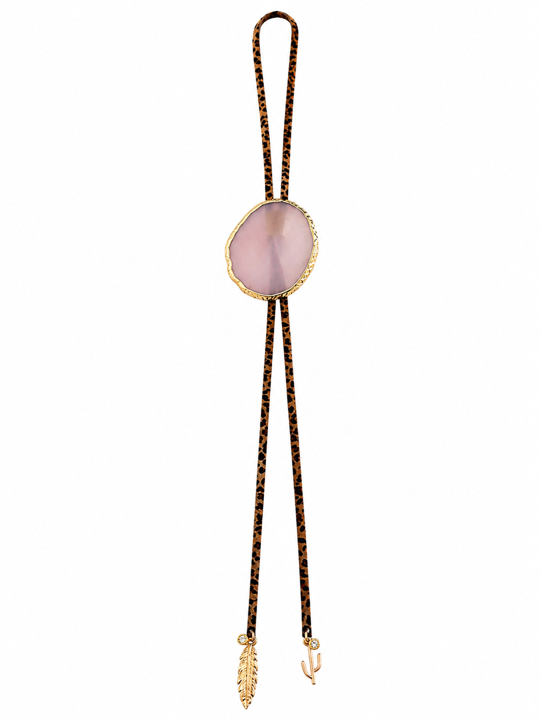 Gold-Edged Druzy Agate Bolo Necklace