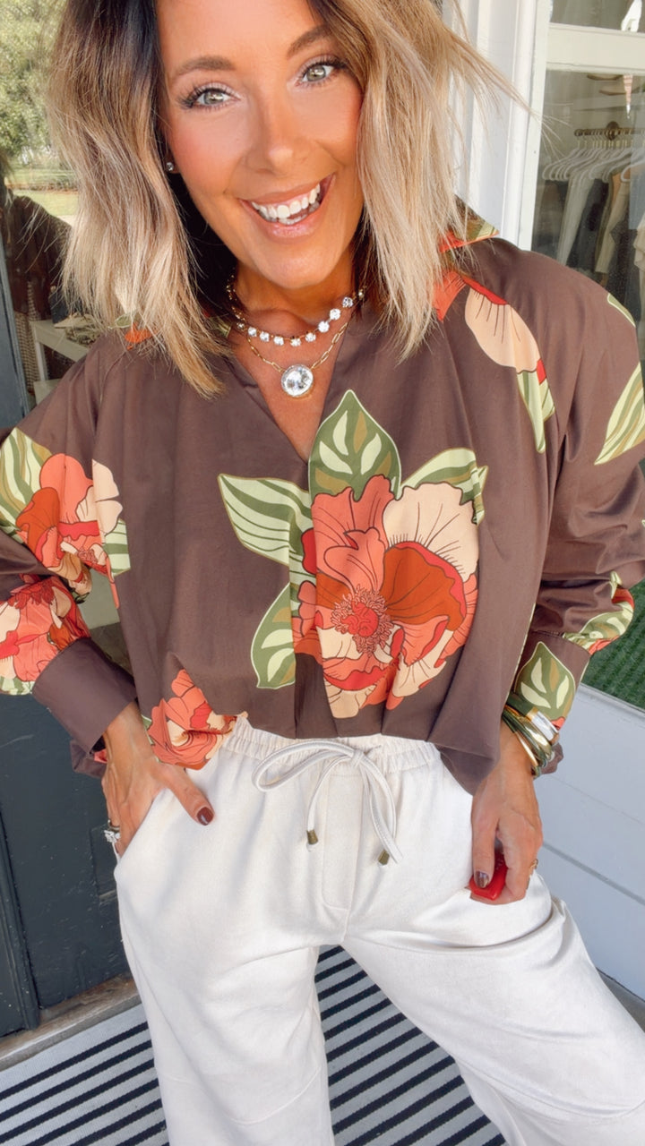 THML Autumn Blooms Floral Blouse