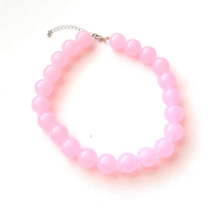 Chunky Beaded Necklace Light Pink