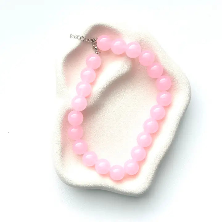 Chunky Beaded Necklace Light Pink