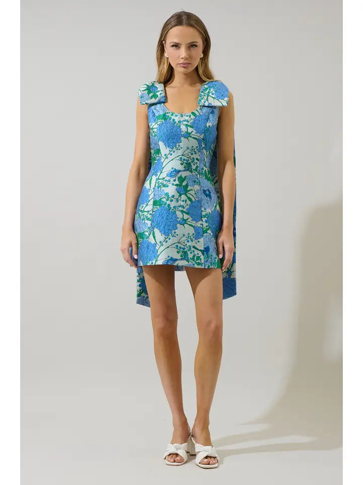 Willa Floral Jacquard Bow Sash Dress