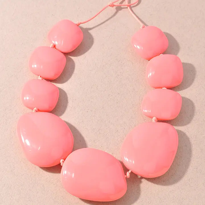 Oversized Resin Pebble Statement Necklace