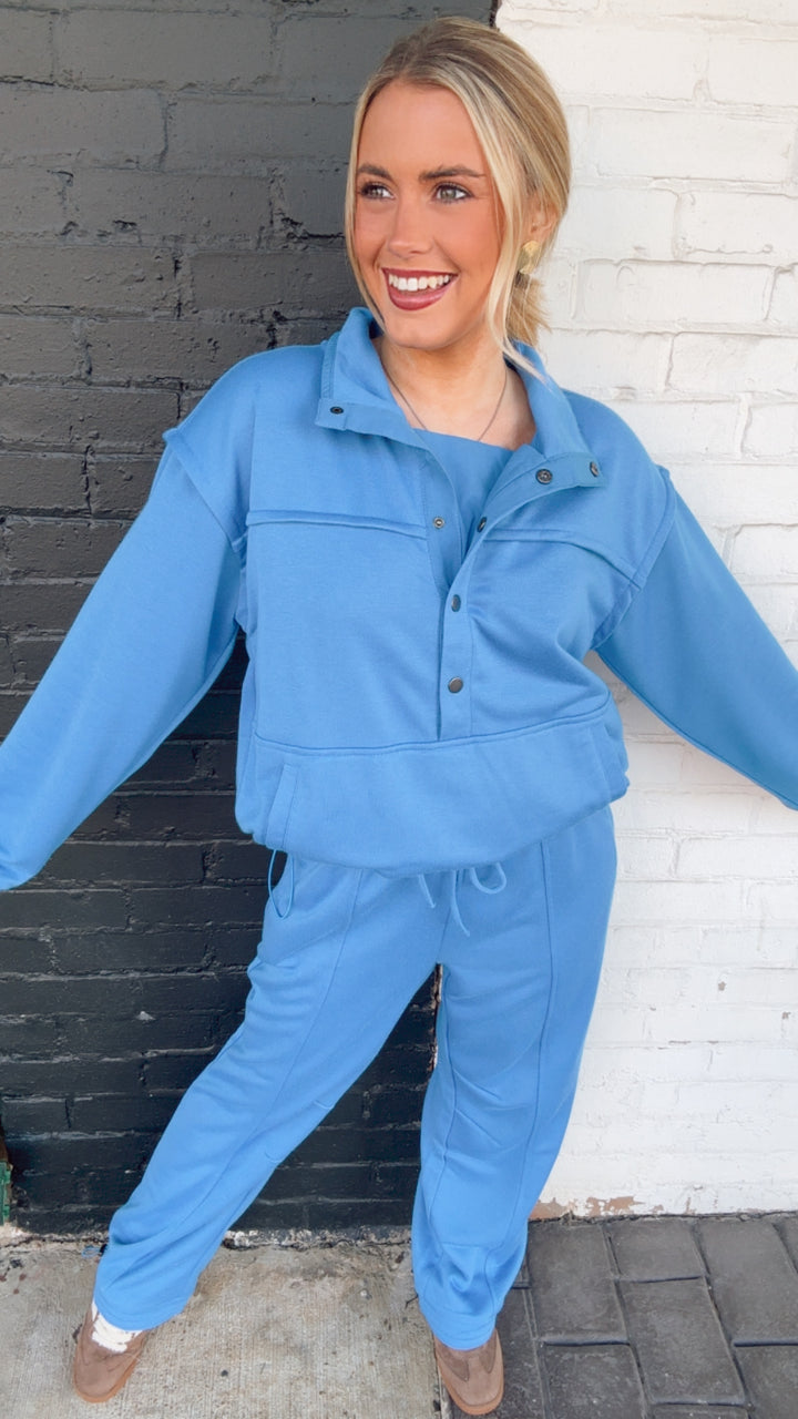 Oversized French Terry Henley Pullover With Pants