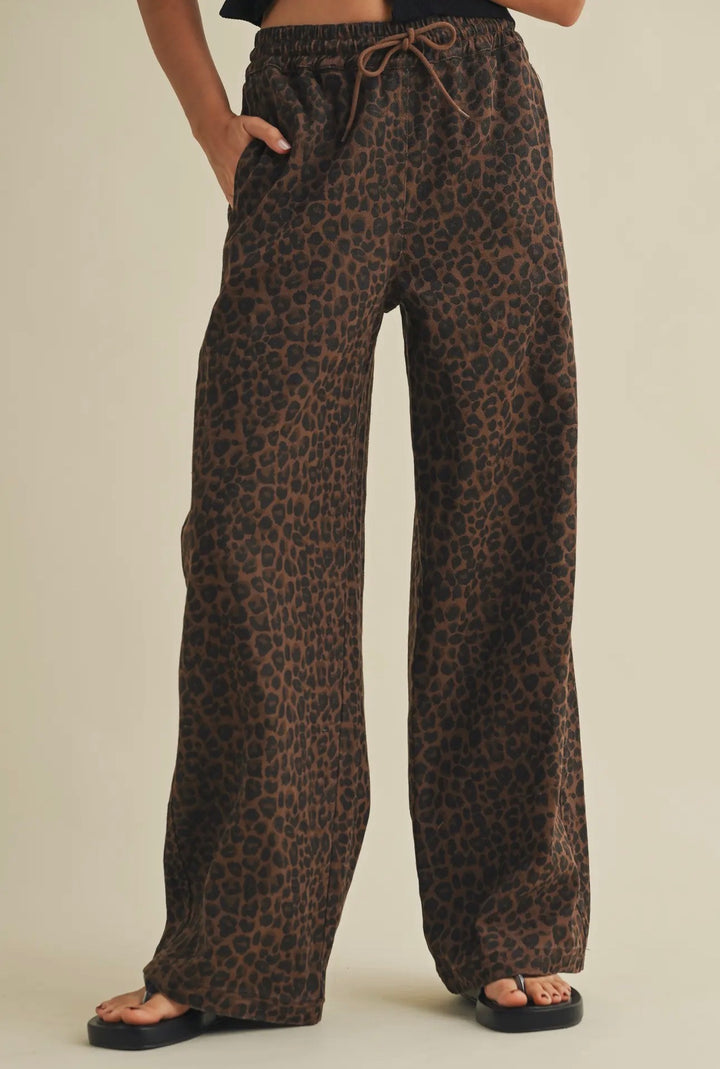 Leopard Print Wide Denim
