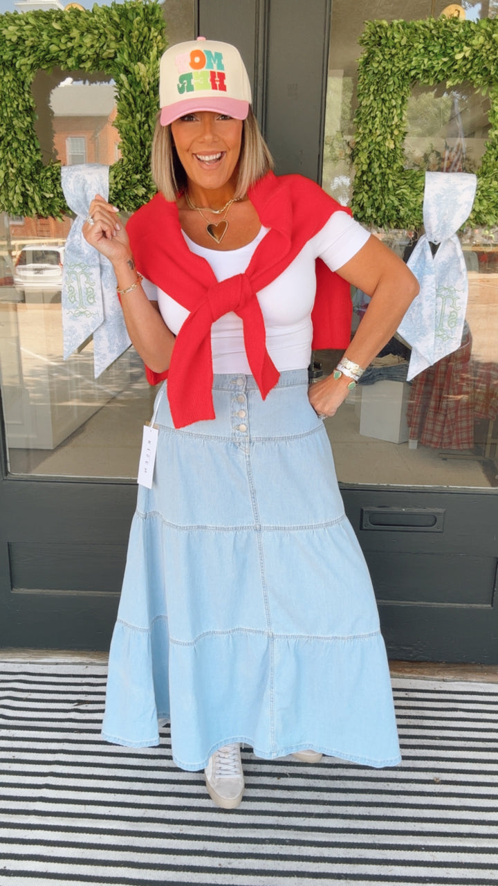 HIGH RISE RUFFLE LONG SKIRT