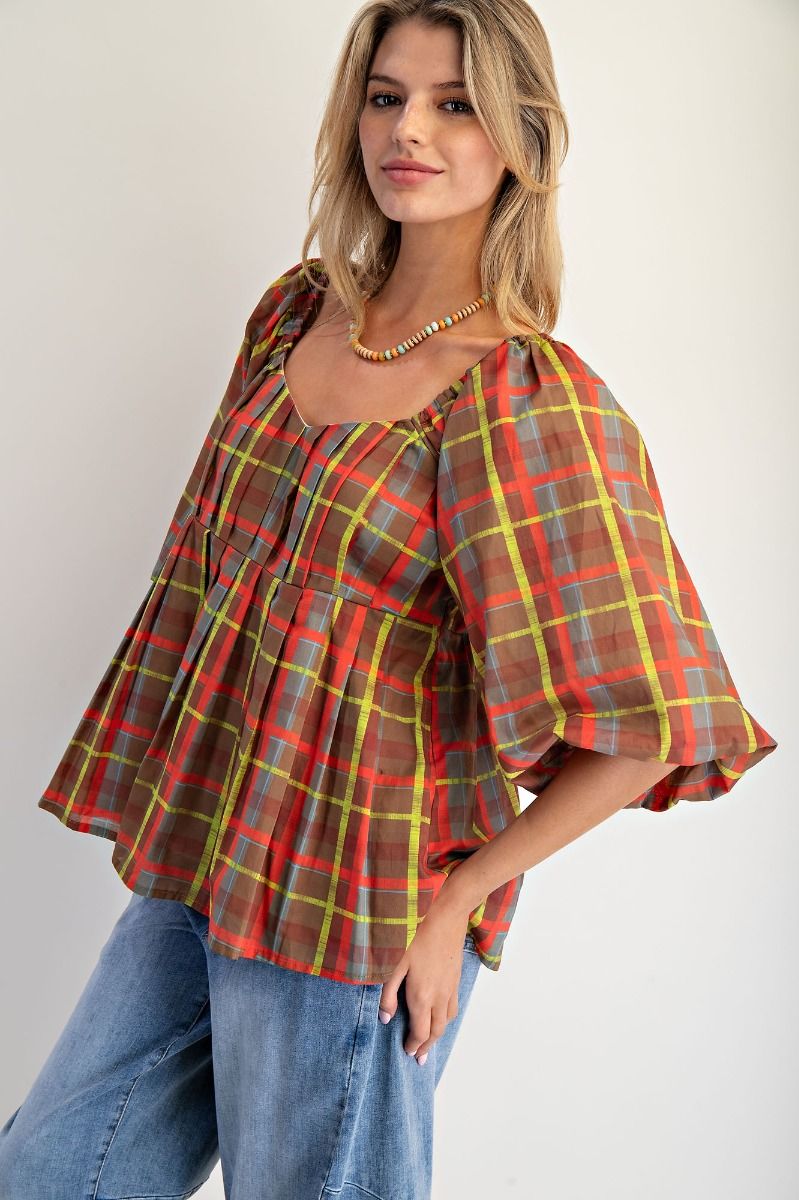 The Plaid Organza Top