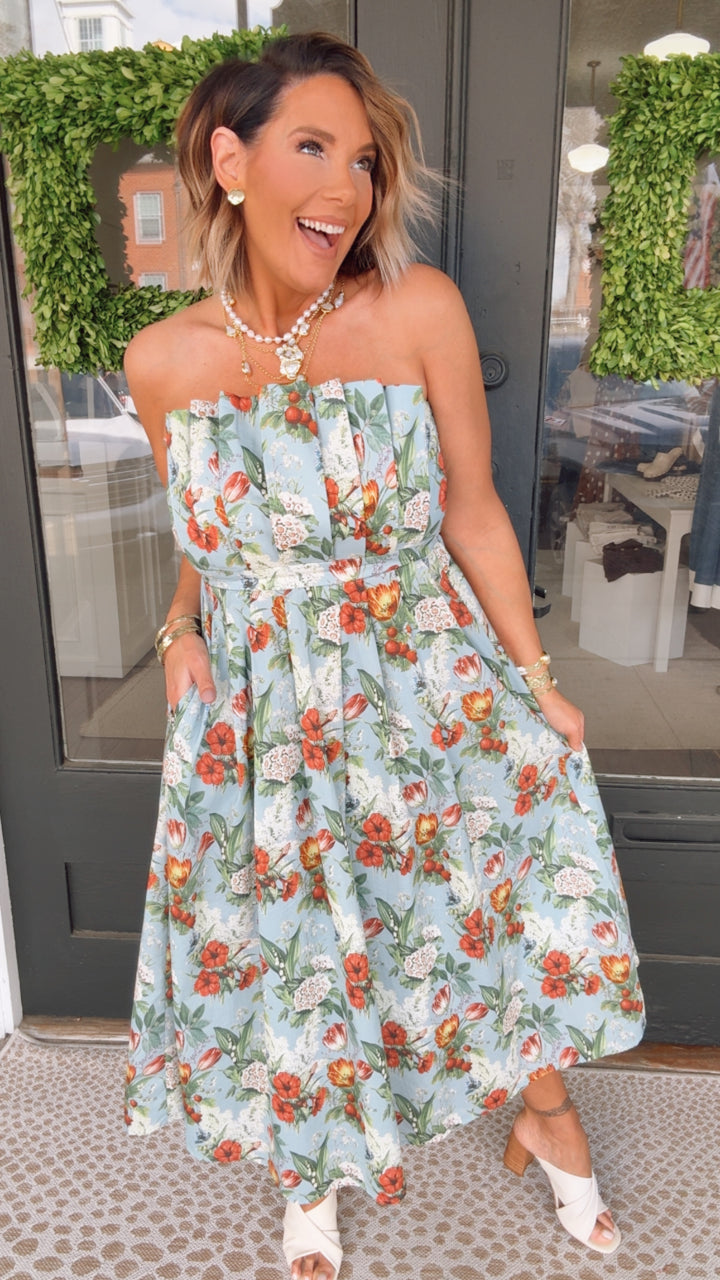 The Heirloom Garden Strapless Midi