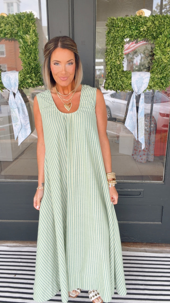 Olive Grove Stripe Maxi Dress