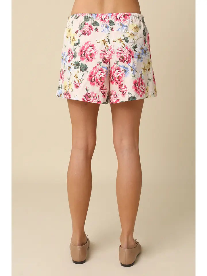 Aisha Floral Pull-On Shorts