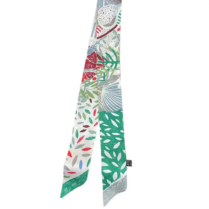 Abstract Print Silky Twilly Skinny Scarf