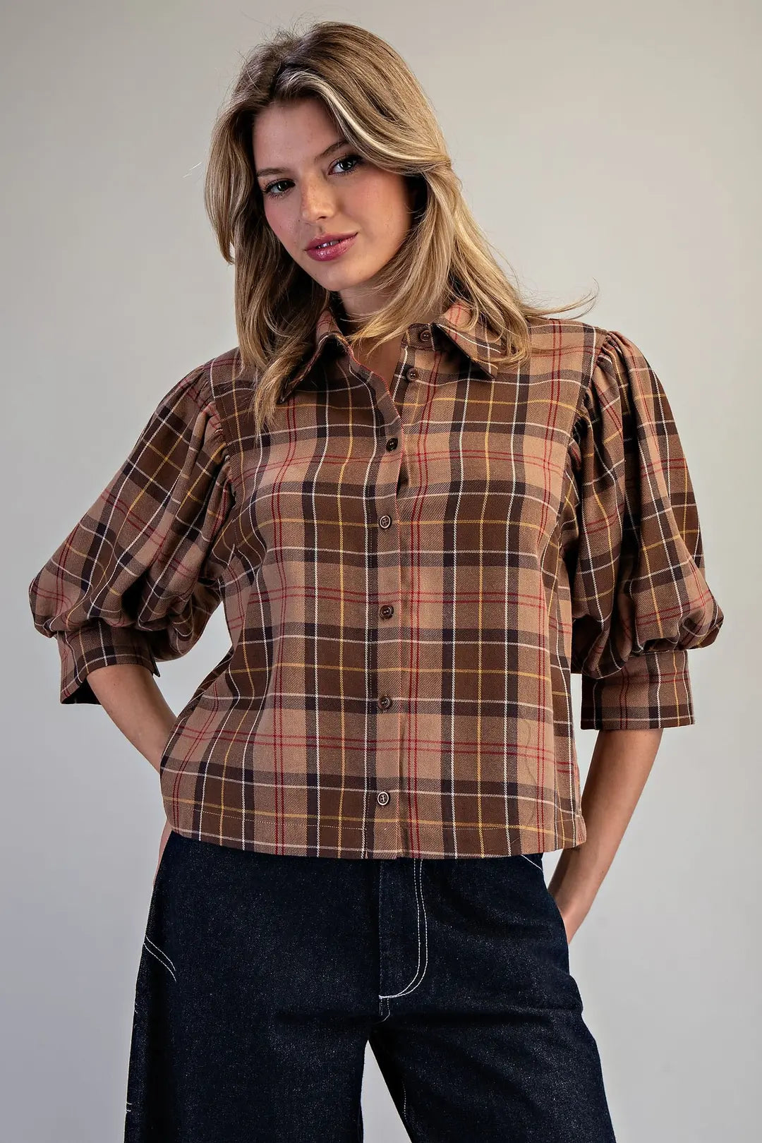 The Plaid Button Down Blouse