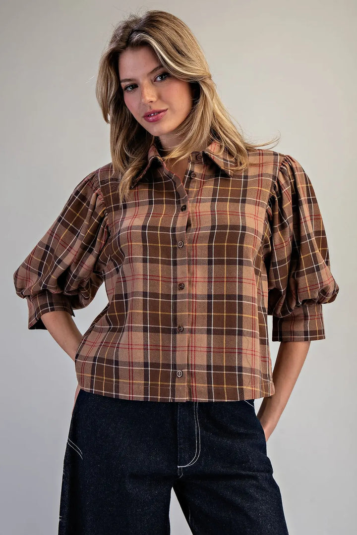 The Plaid Button Down Blouse