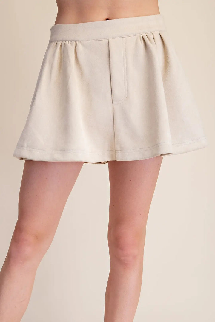 Soft Faux Suede Look Skort With Pockets
