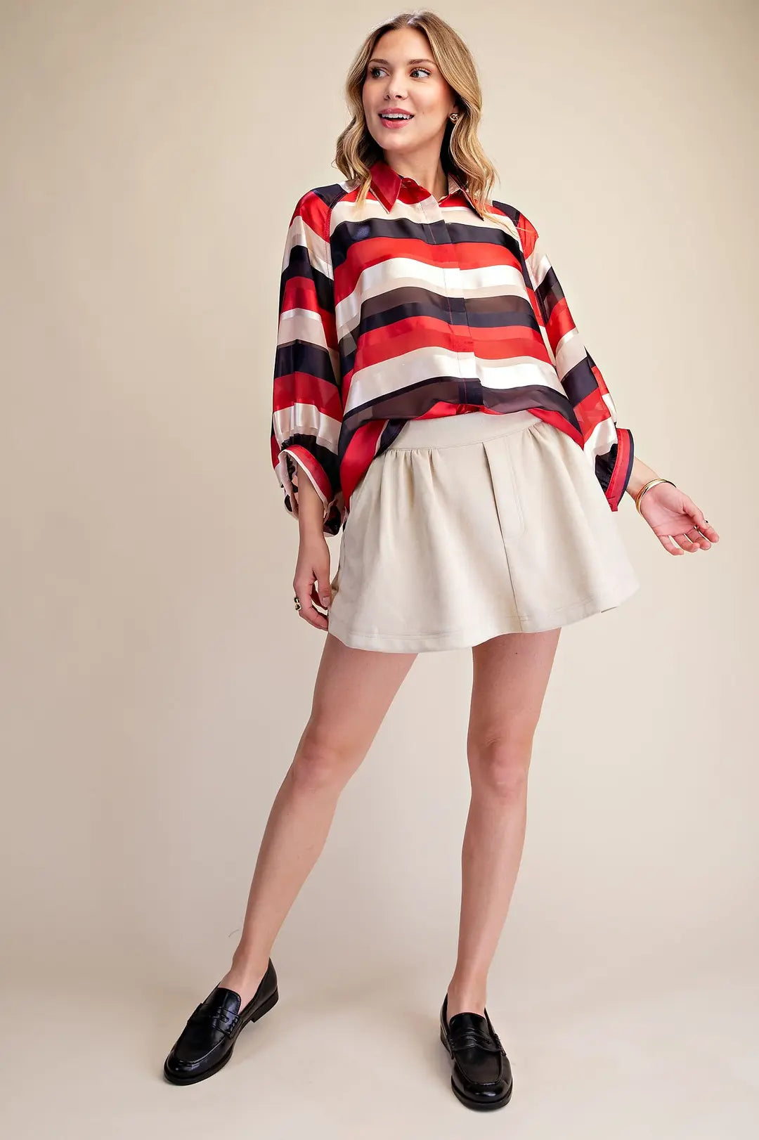 Soft Faux Suede Look Skort With Pockets