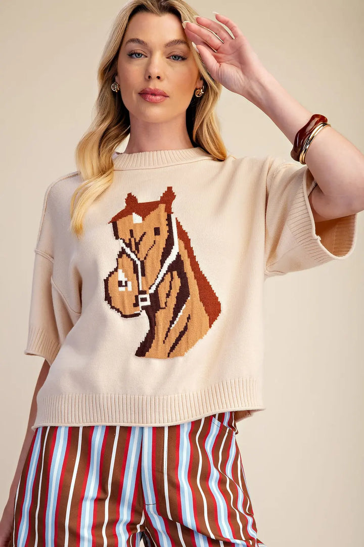 Western Horse Crew Neck Sweater