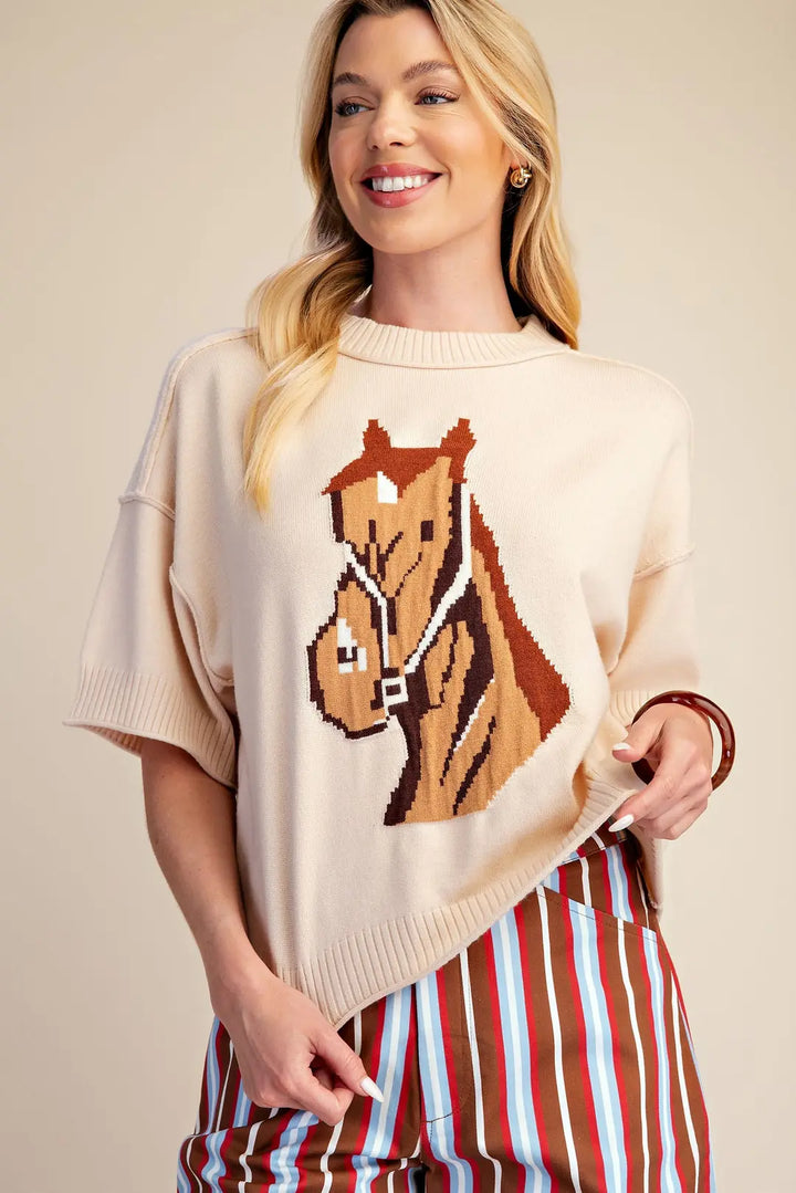 Western Horse Crew Neck Sweater