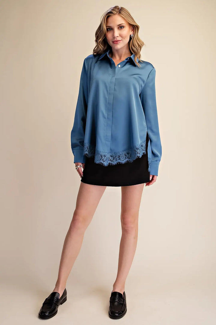 The Lace of Luxury Button-Up