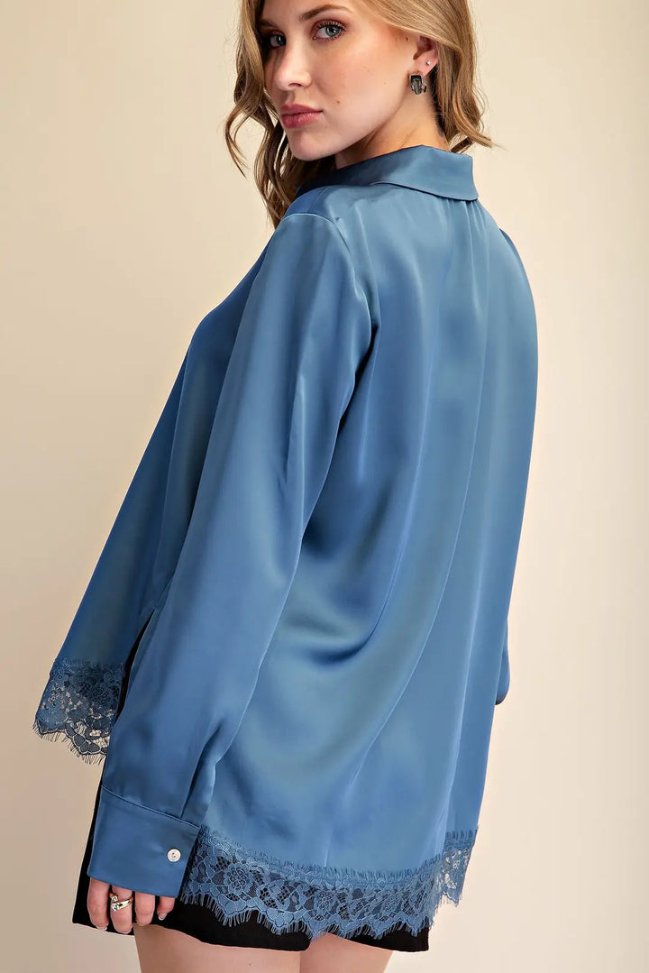 The Lace of Luxury Button-Up