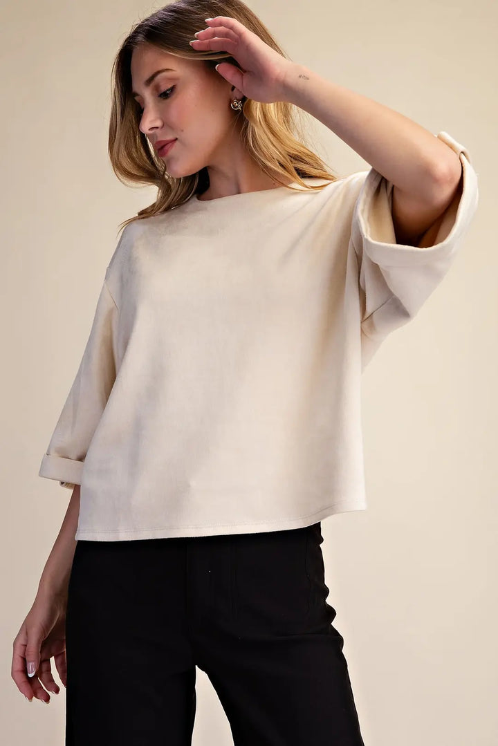 The Faux Suede Staple Top