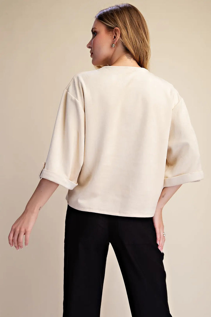 The Faux Suede Staple Top