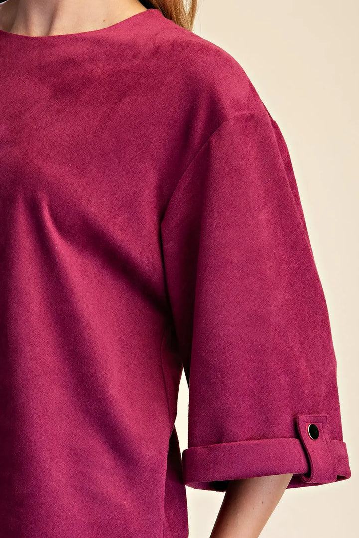 The Faux Suede Staple Top