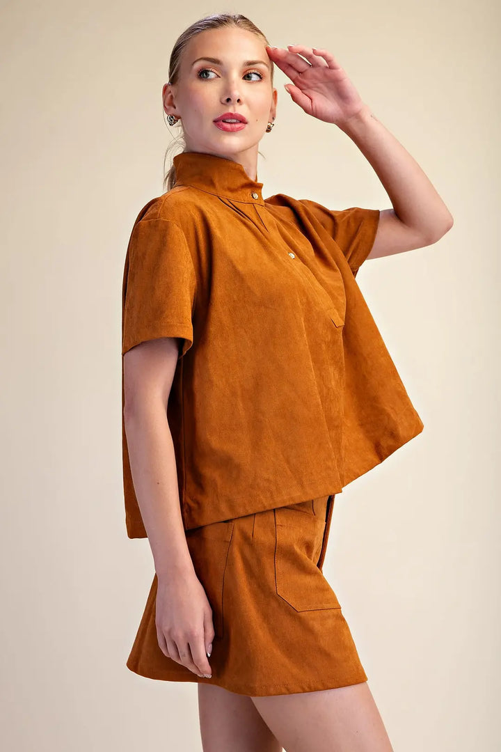 The Camel Suede Situation Top