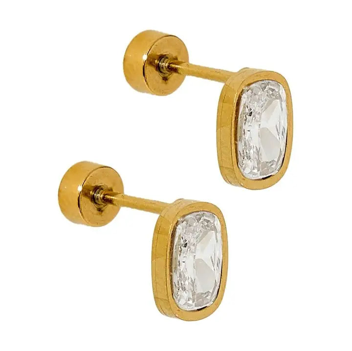 Kay Clear Gold Screwback Stud Earrings