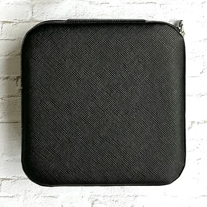Vegan Leather Travel Jewelry Box Black