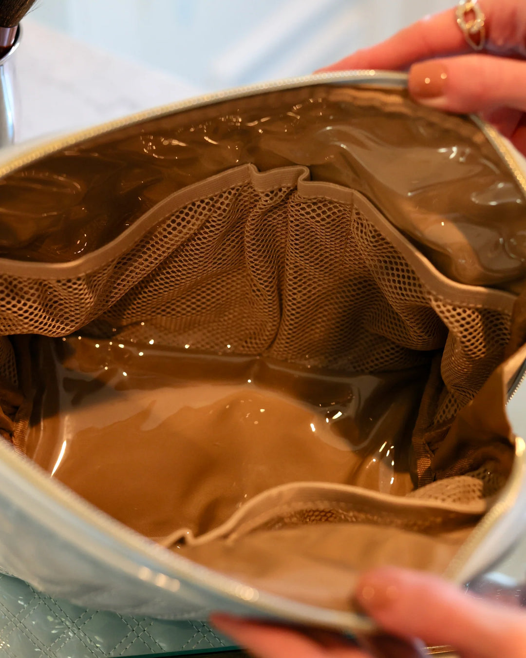 Capri Large Pouch Light Blue Patent