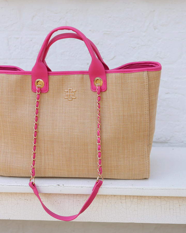 Missy Tote Natural Hot Pink