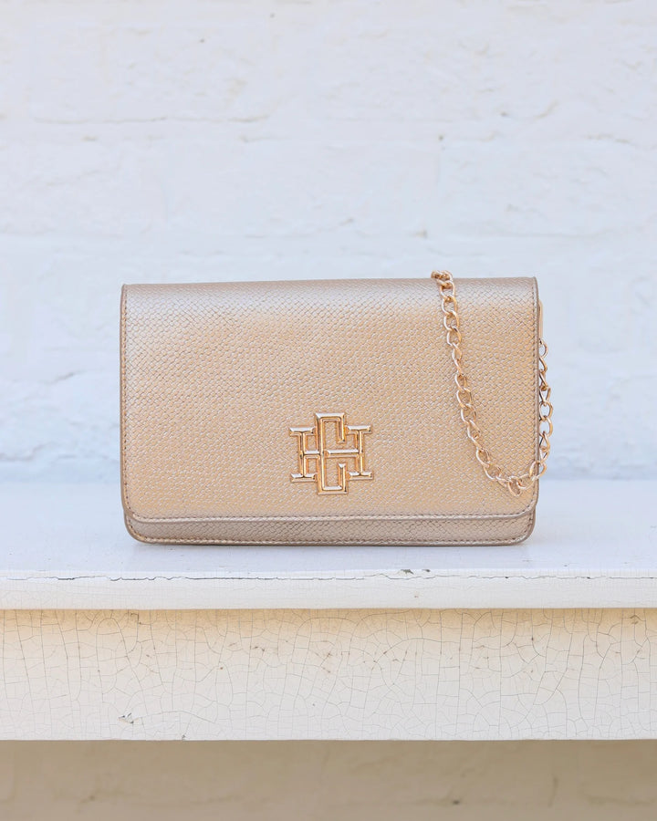 Bryn Clutch/Crossbody Woven Gold