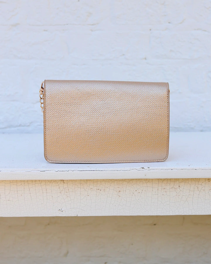 Bryn Clutch/Crossbody Woven Gold