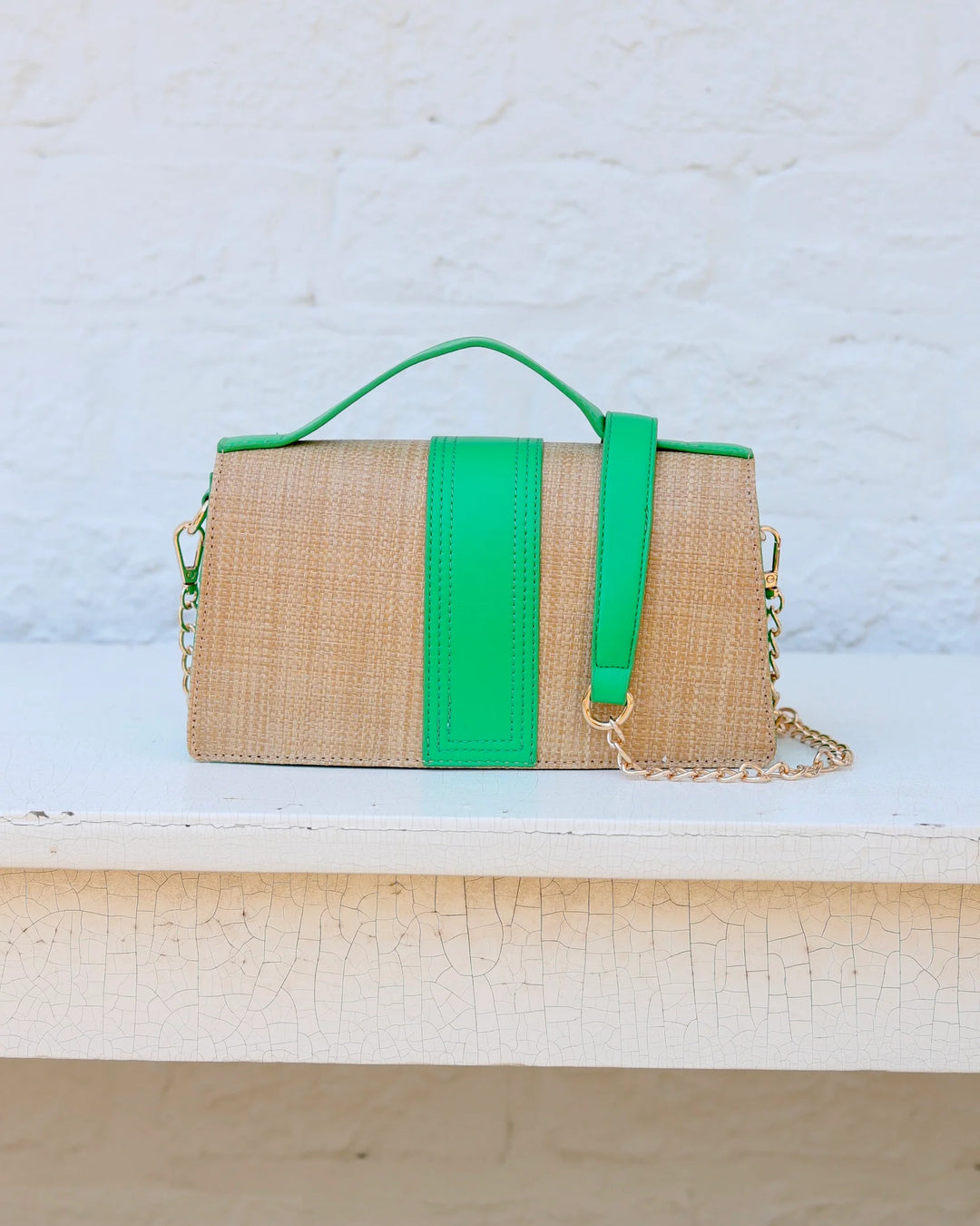 Waverly Clutch Natural Kelly Green