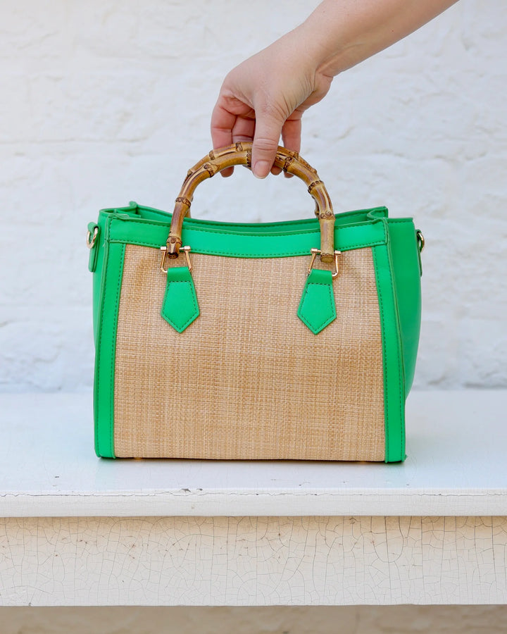 Kennedy Tote Natural Kelly Green