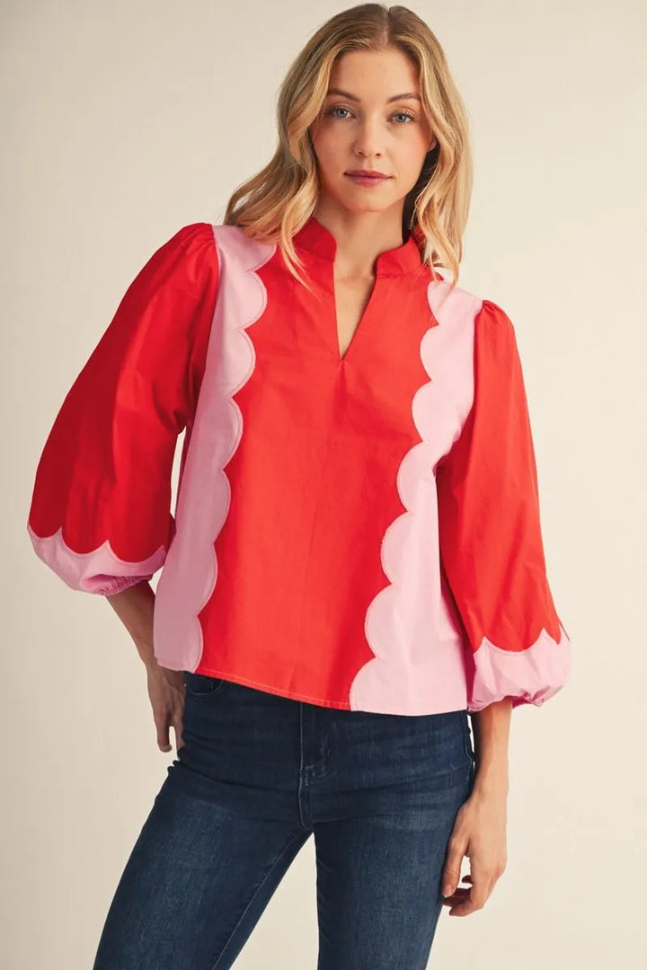 The Sweet on Scallops Colorblock Top