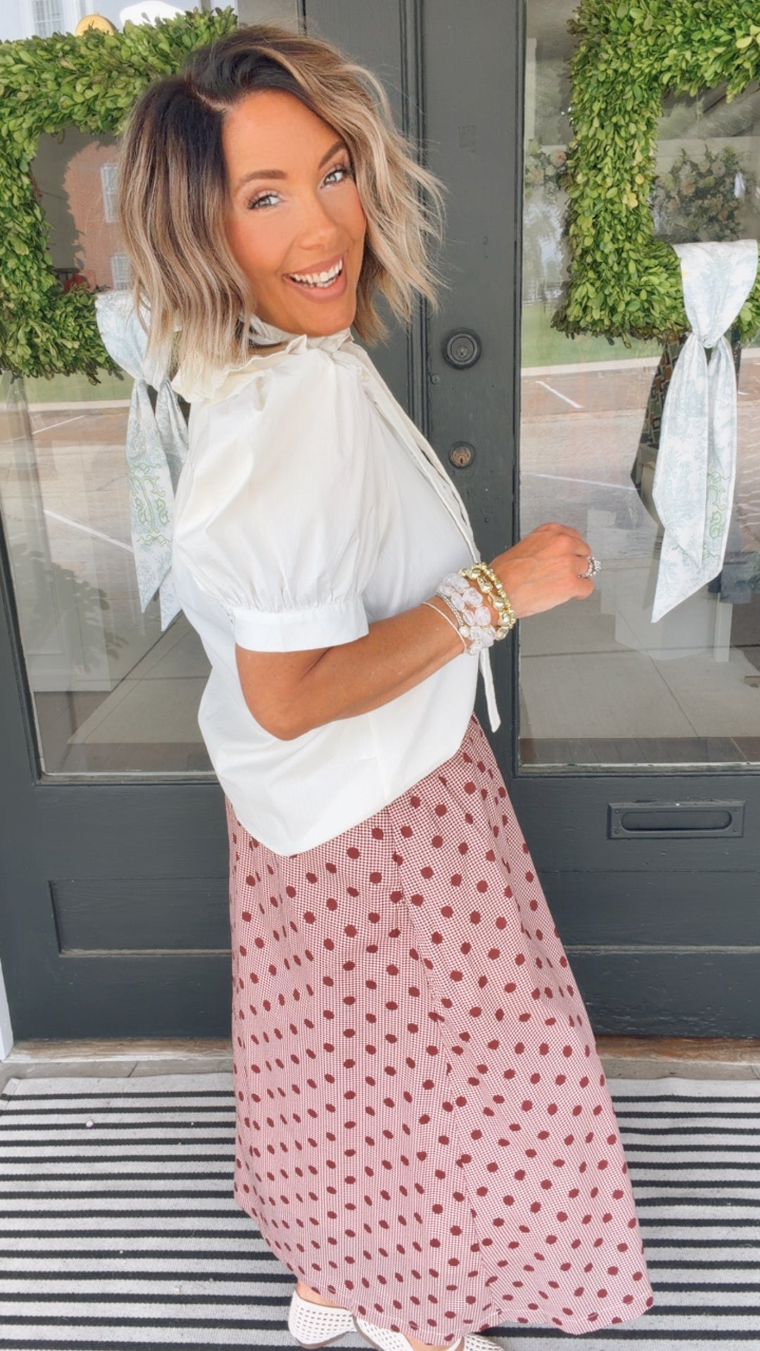 The Bordeaux Bliss Polka Dot Skirt