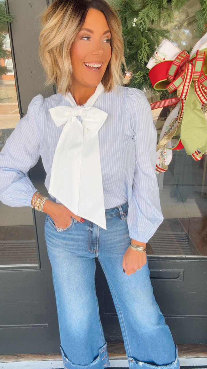 Colorblock Bow Blouse