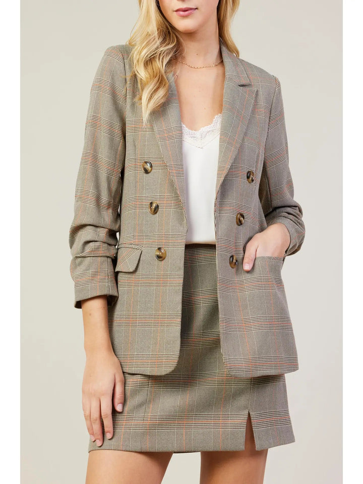 Skies Are Blue Plaid Blazer