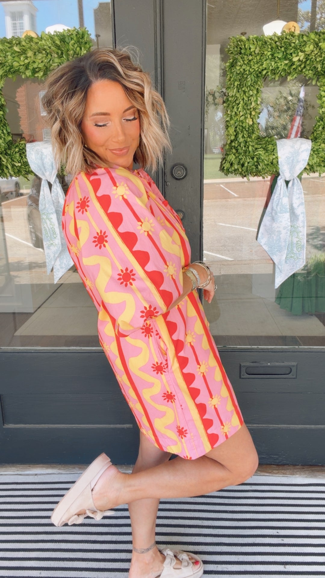 The Sun & Wave Print Cotton Poplin Dress