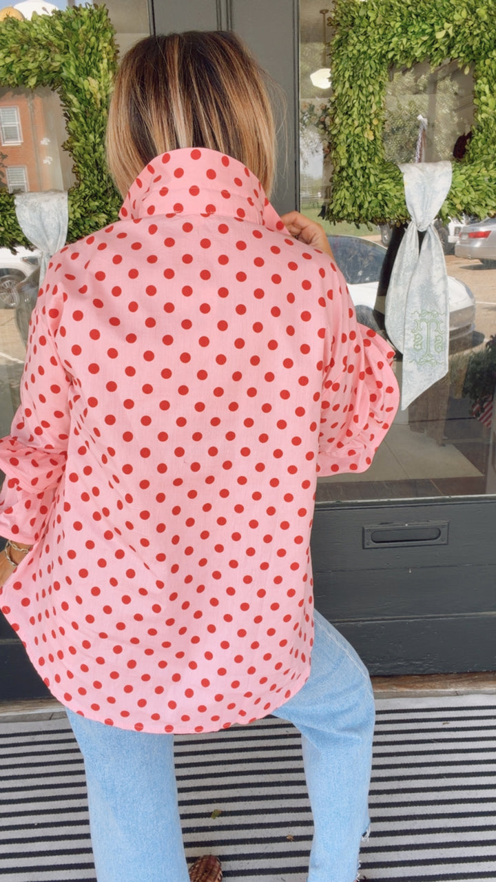 The Pretty in Pink Polka Top