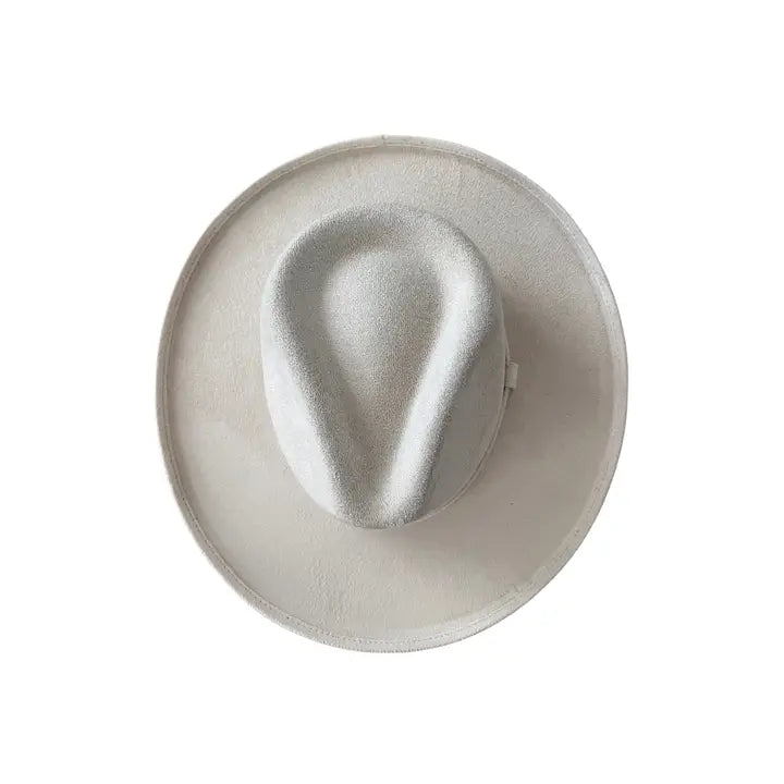 Vegan Pencil Curl Stiff Brim Fedora Hat/Ivory