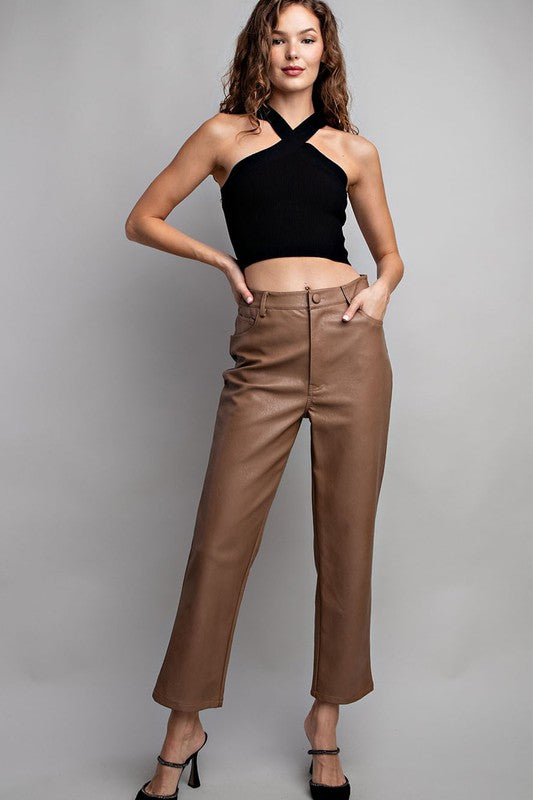 ee:some Leather Straight Pants Coco