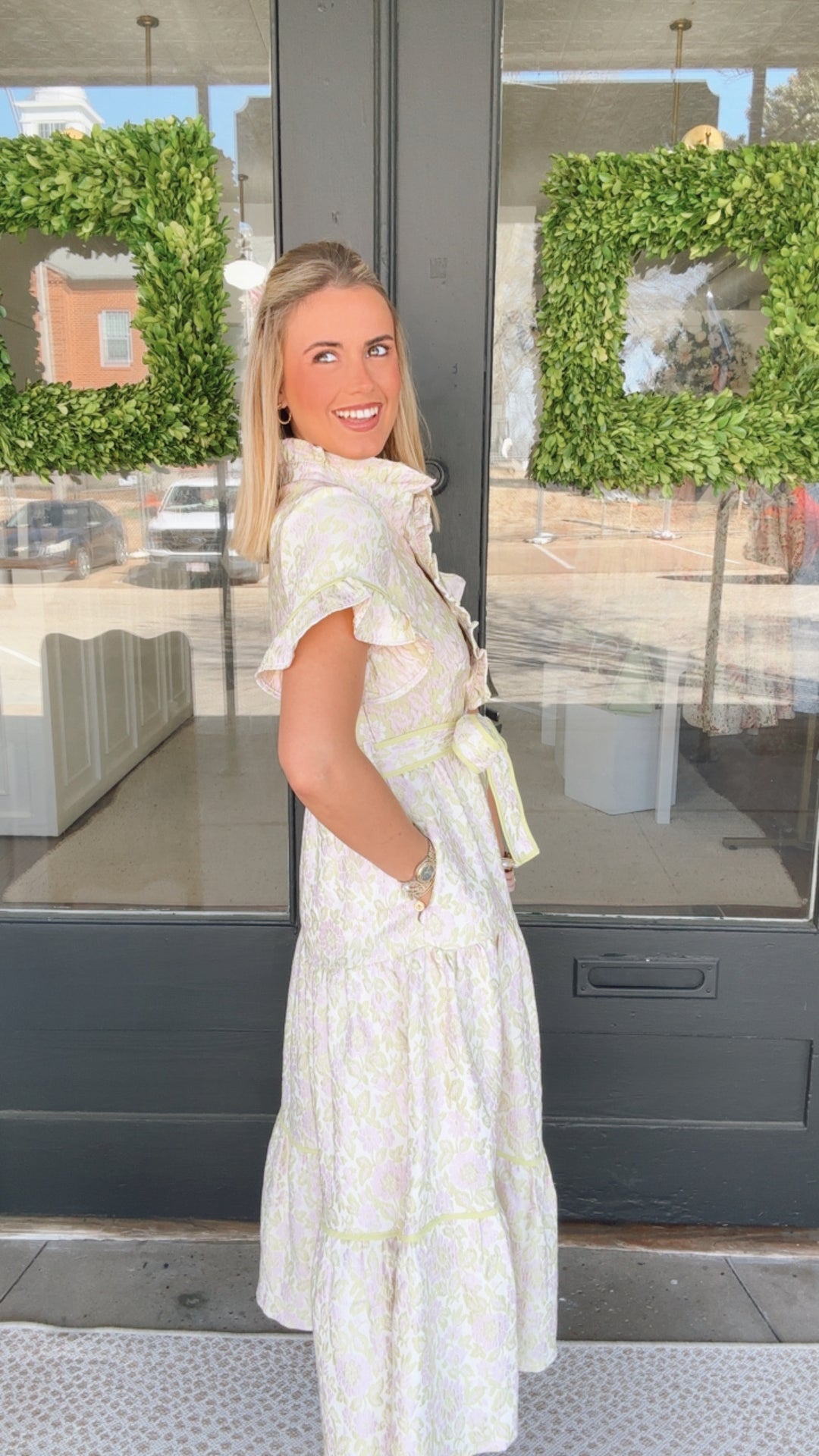 Blushing Meadow Jacquard Maxi Dress