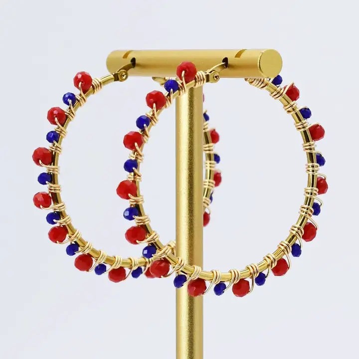 Red/Blue Beaded Hoop