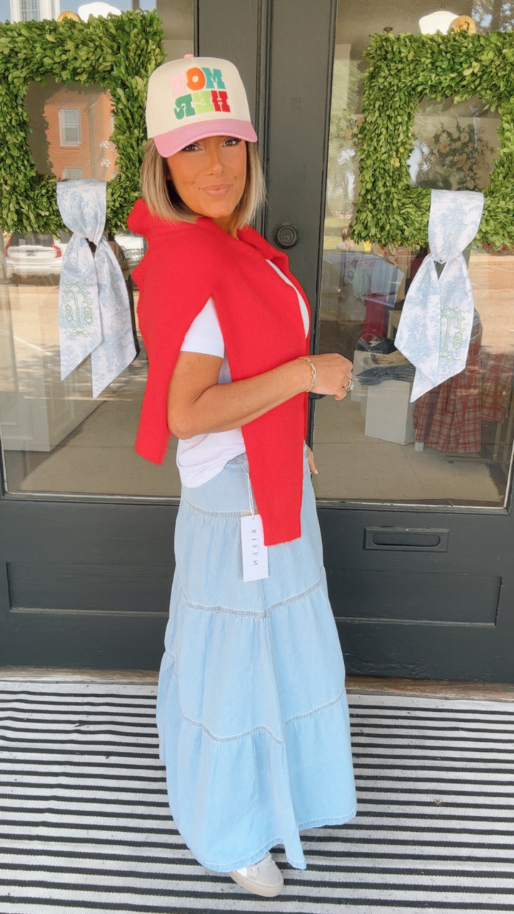 HIGH RISE RUFFLE LONG SKIRT